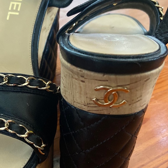 CHANEL PLATFORM WEDGE SANDALS - Picture 2 of 3